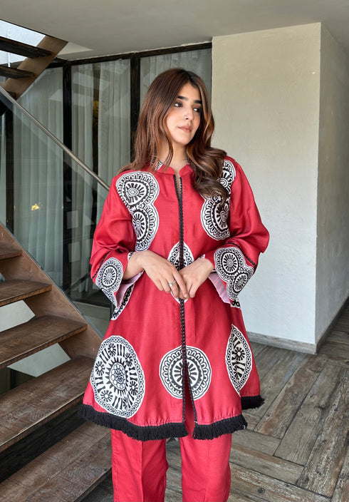Stunner Red Pakistani Kurta Set